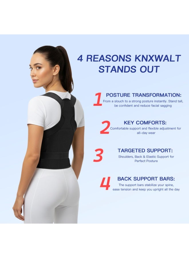 مصحح القامة للنساء والرجال، دعامة ظهر لتقويم المزاج مع دعم قابل للتعديل، تخفيف آلام الرقبة/الكتف/الظهر، تصحيح الجنف والانحناء، تصميم شبكي قابل للتنفس (M) - Image 3